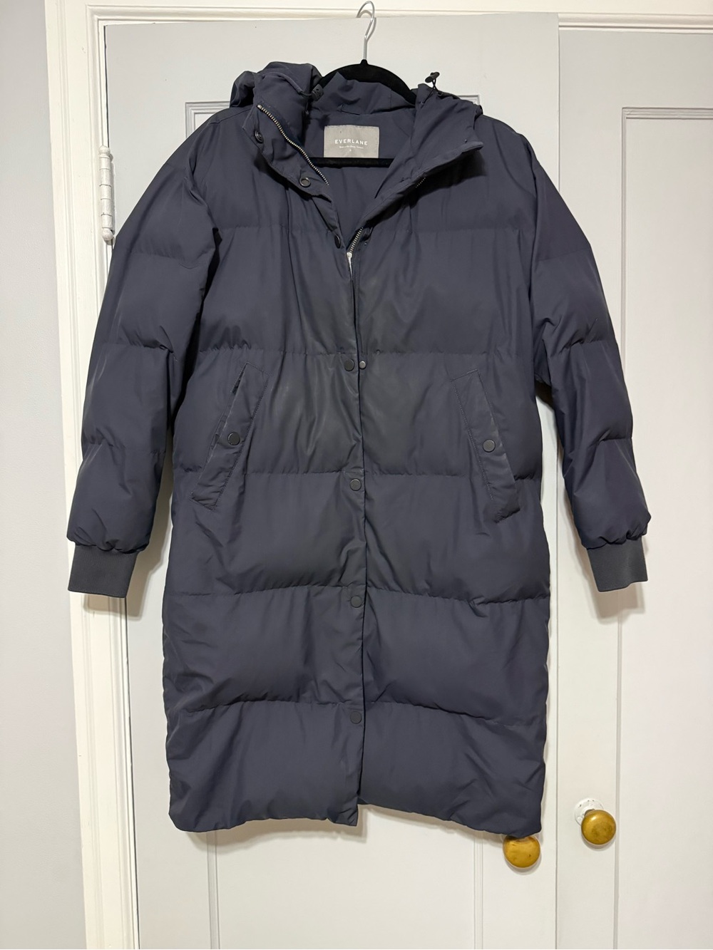 Everlane Small Navy Quilted Puffer Coat with Hood